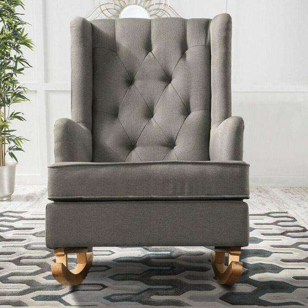 Rocking Fabric Armchair Grey Big Bedding Australia